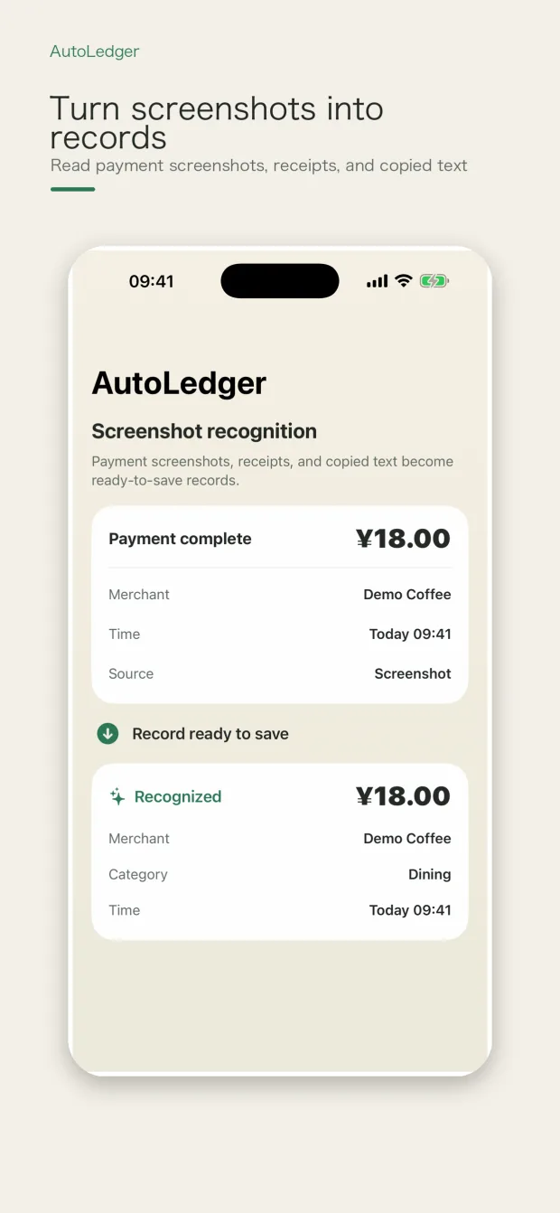 AutoLedger screenshot recognition preview